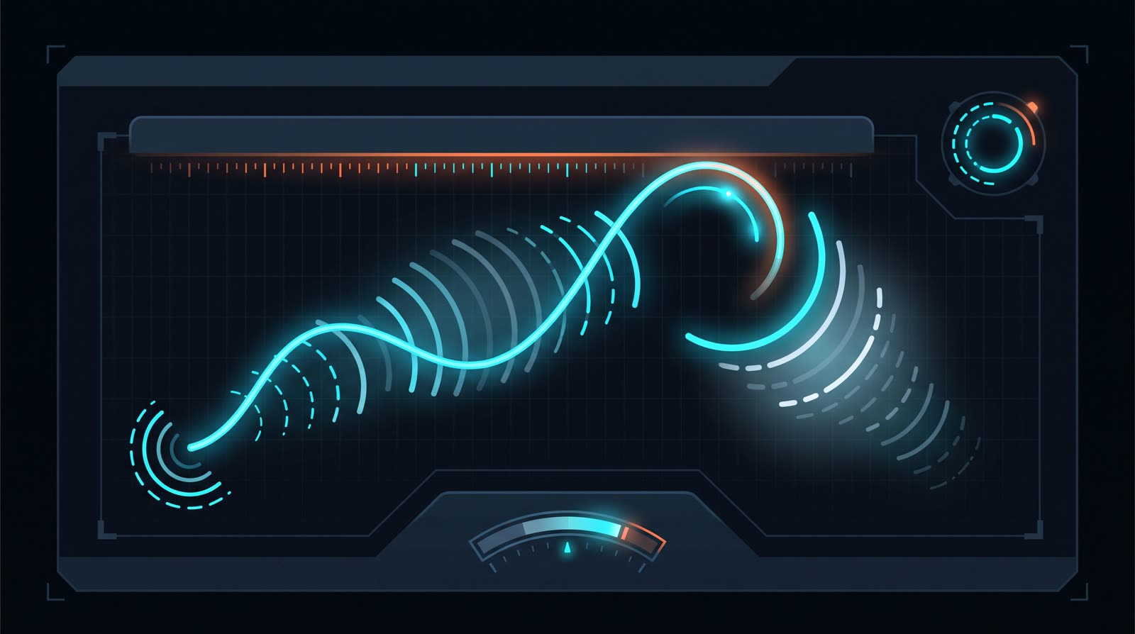 A waveform peak curling smoothly away from a ceiling instead of slicing flat against it
